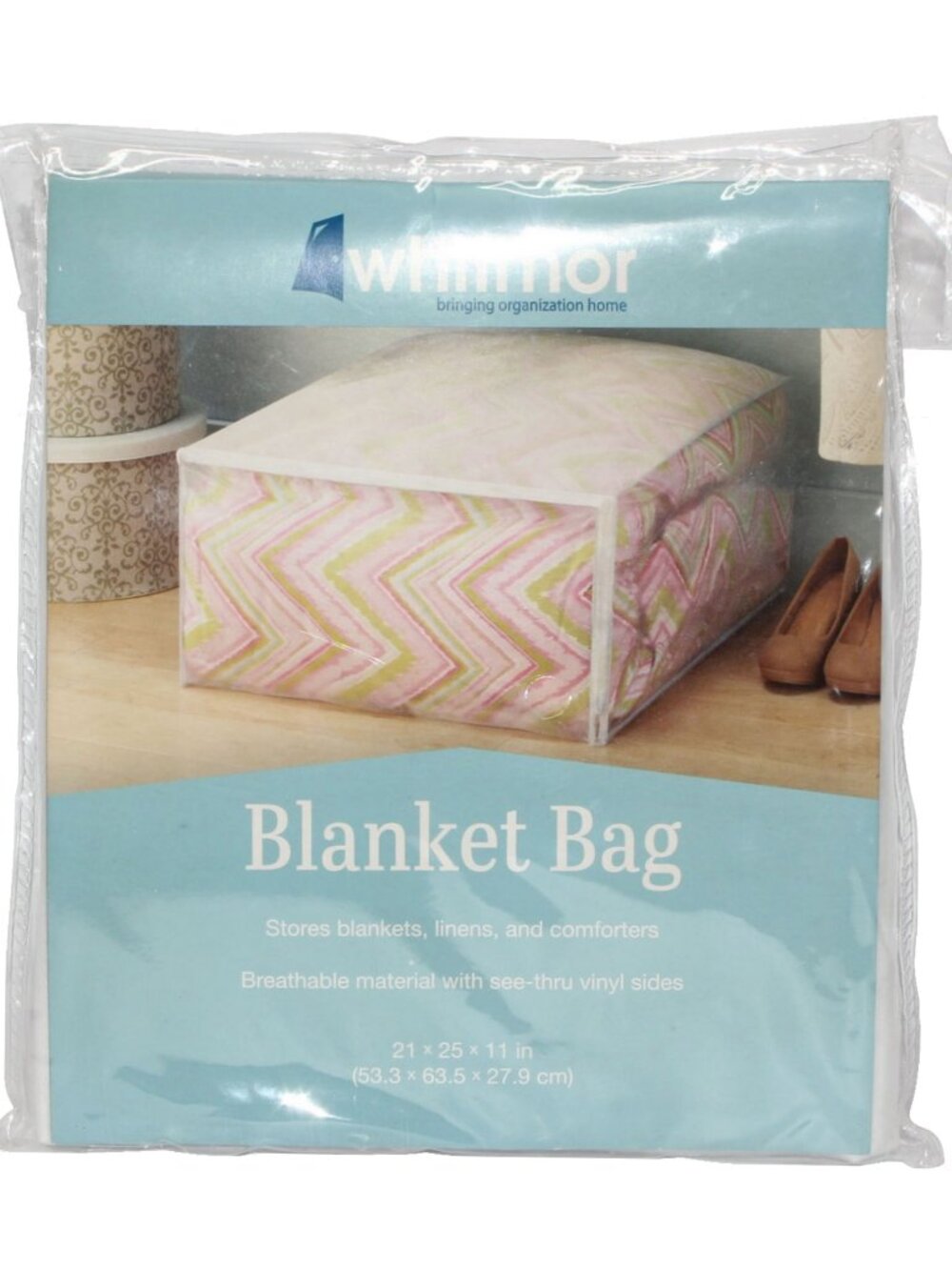 Whitmor White & Clear See-Through Zippered Vinyl Blanket Storage Bag 5003-09